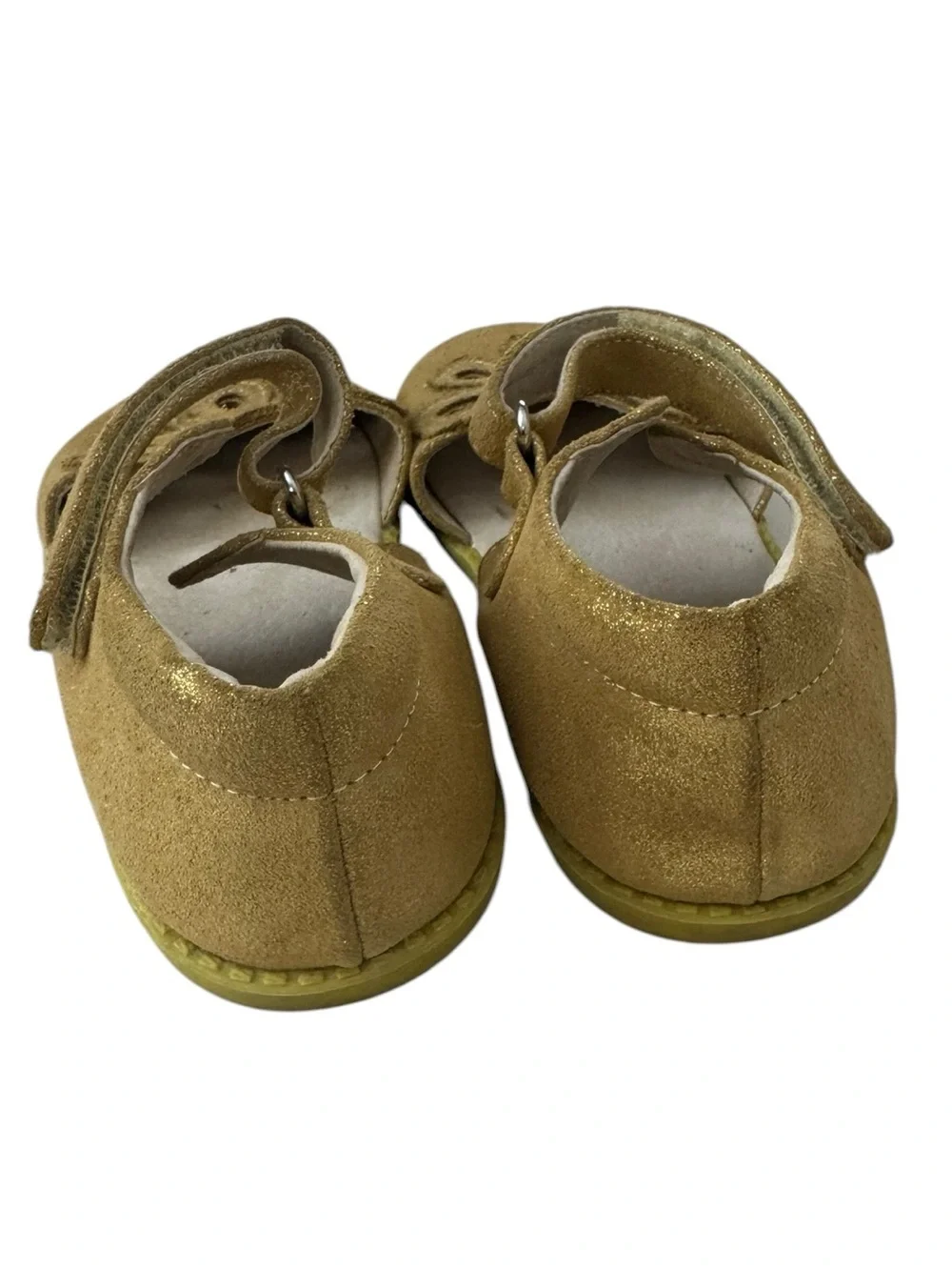 Livie & Luca Girls' Gold Glitter Mary Janes with Cutout Petal Detail